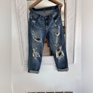 Judy Blue Jeans Women Sz 7/28 Boyfriend Fit Denim Cuffed